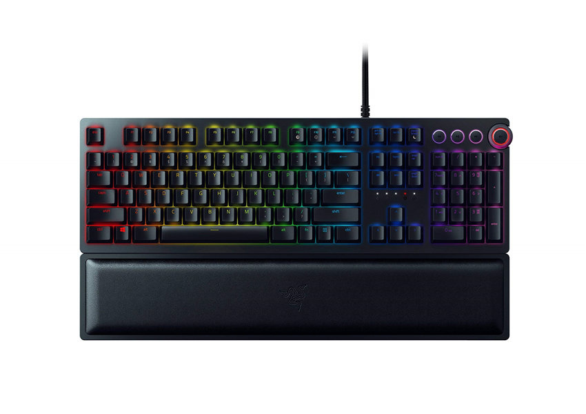 RAZER HUNTSMAN ELITE: Opto-Mechanical Switch - Multi-Functional Digital Dial & Media Keys - Leatherette Wrist Rest - 4-Side Underglow - Gaming Keyboard